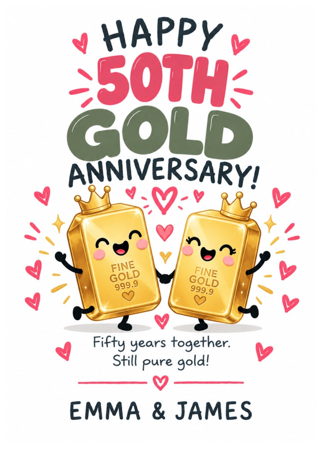 Personalised 50th Anniversary Card for Couples - Perfectly Paired