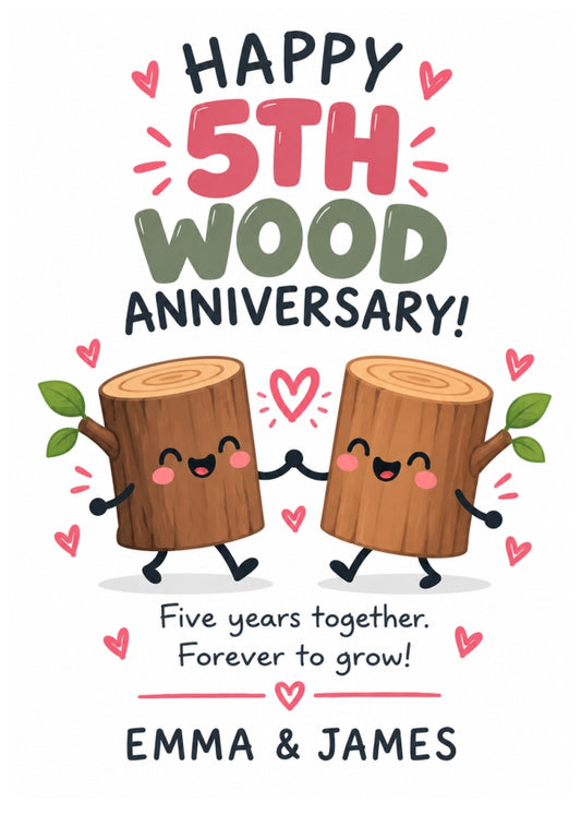 Personalised 5th Anniversary Card for Couples - Perfectly Paired