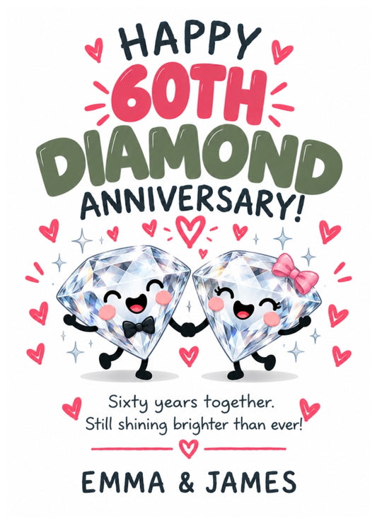 Personalised 60th Anniversary Card for Couples - Perfectly Paired