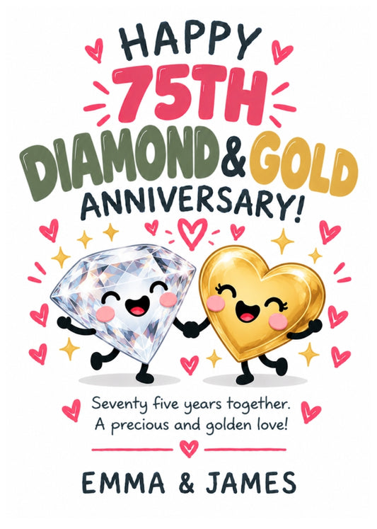 Personalised 75th Anniversary Card for Couples - Perfectly Paired