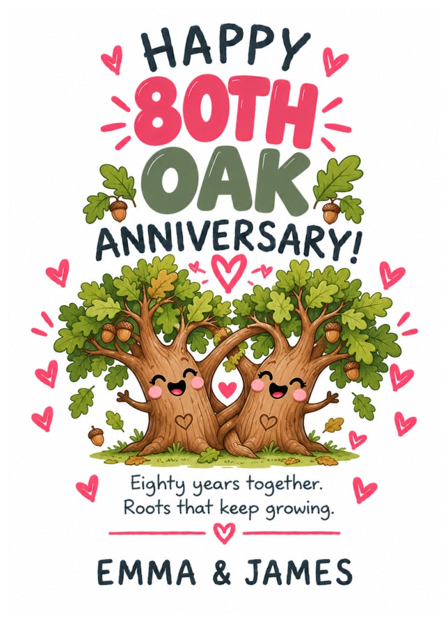 Personalised 80th Anniversary Card for Couples - Perfectly Paired