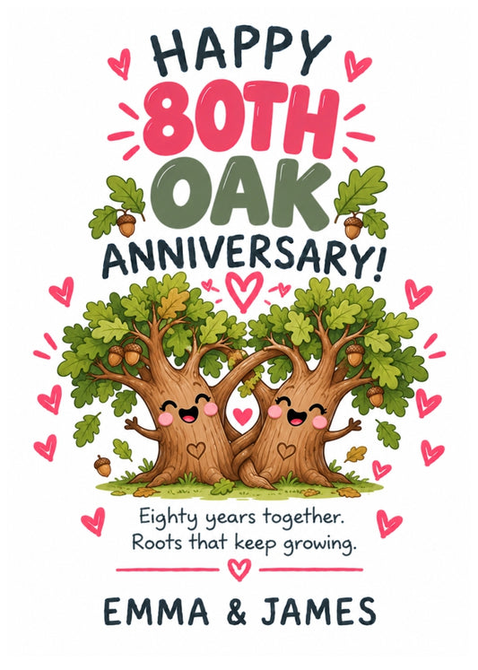 Personalised 80th Anniversary Card for Couples - Perfectly Paired