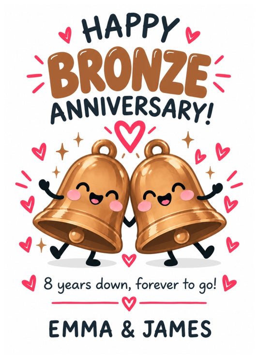 Personalised 8th Anniversary Card for Couples - Perfectly Paired