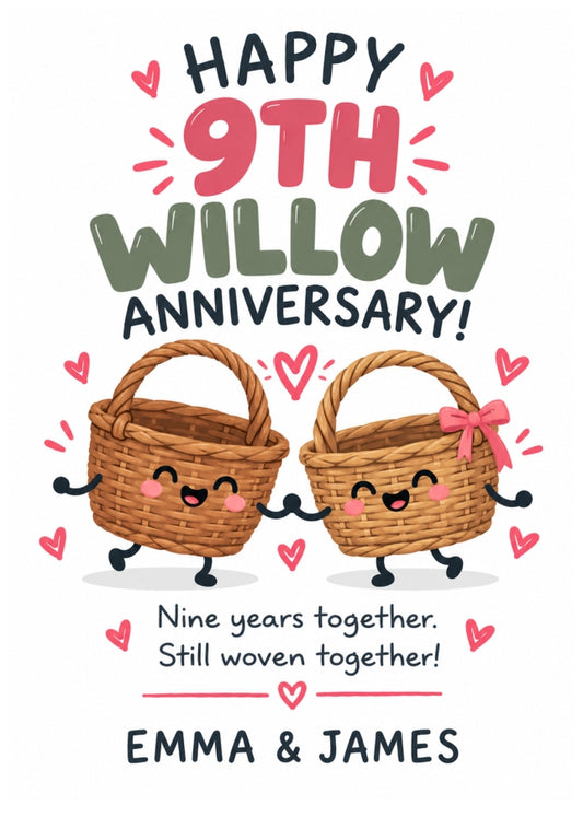 Personalised 9th Anniversary Card for Couples - Perfectly Paired