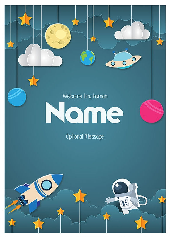 Personalised Space Card for Boys (Hello Tiny Human)