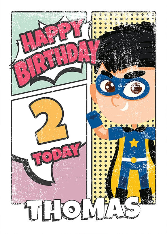 Superhero 2nd Birthday Card for Boys (comic)