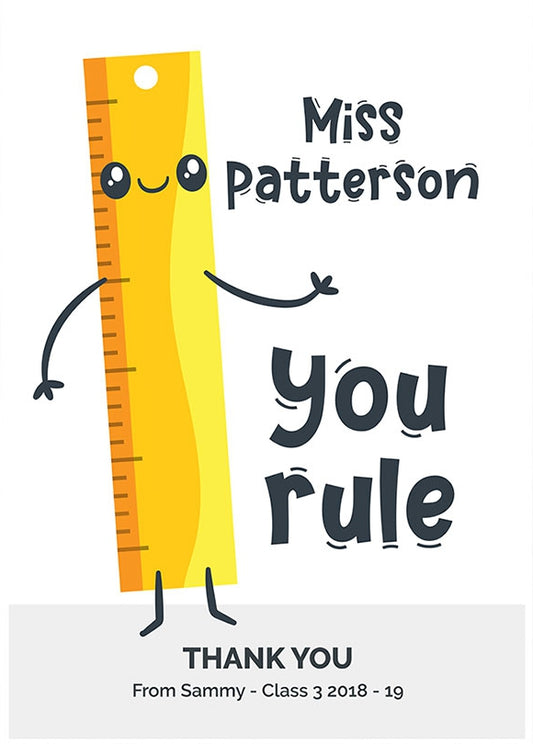 Personalised Teacher Card - You Rule (Ruler)