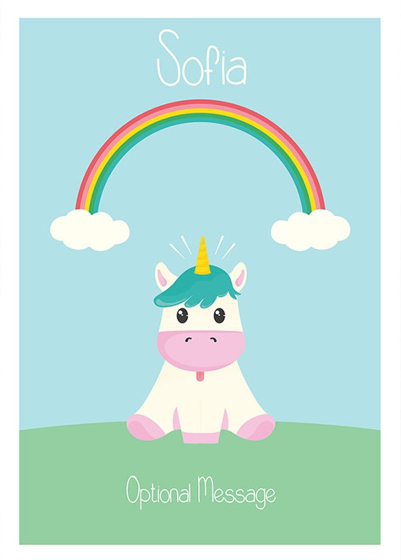 Personalised Unicorn and Rainbow Card