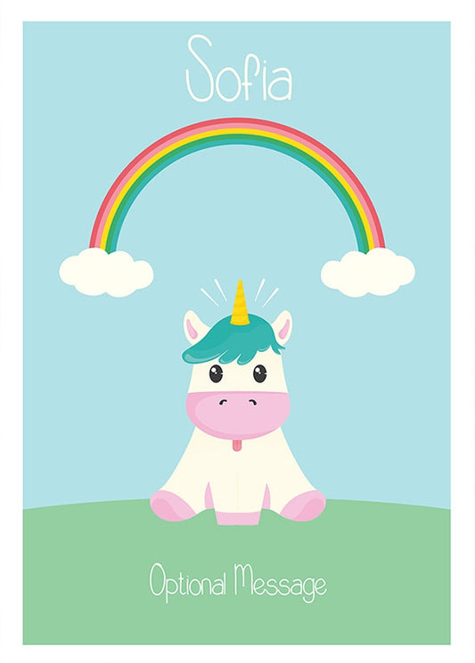 Personalised Unicorn and Rainbow Card