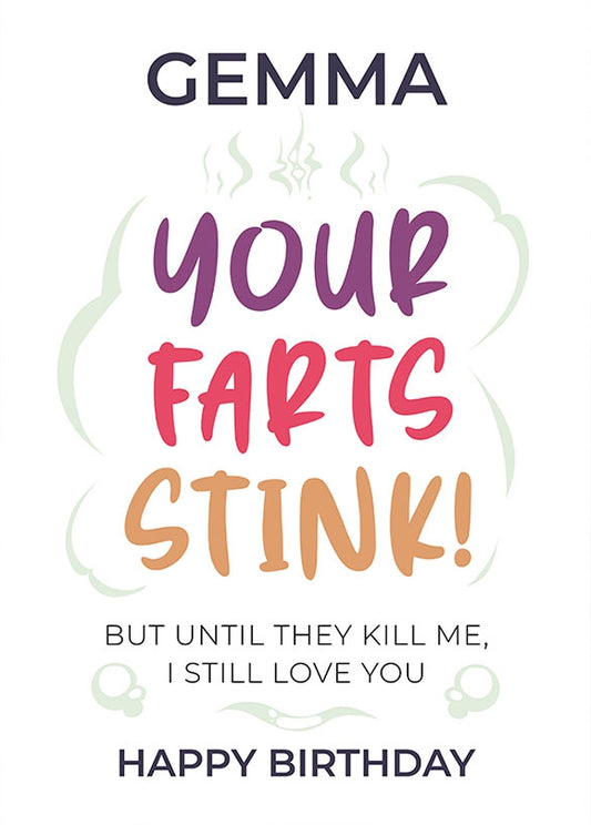 Personalised Your Farts Stink Card