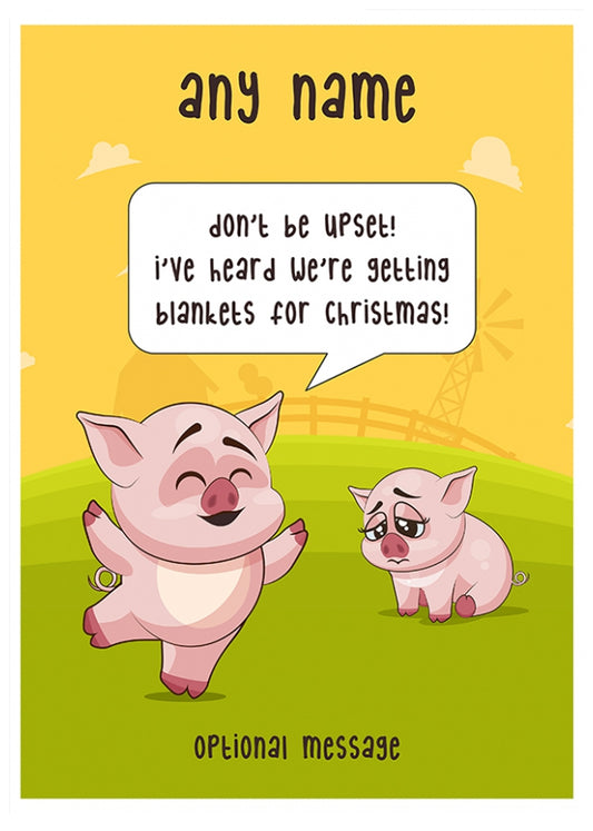 Personalised Christmas Card - Pigs Getting Blankets