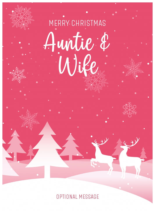 Pink Christmas Card for Auntie & Wife - Special Winter Scene Card