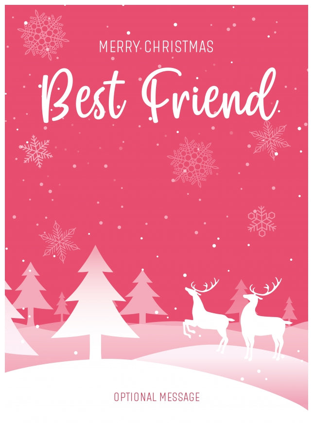 Pink Christmas Card for Best Friend - Special Winter Scene Card