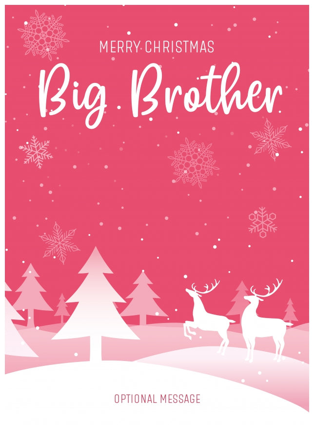 Pink Christmas Card for Big Brother - Special Winter Scene Card