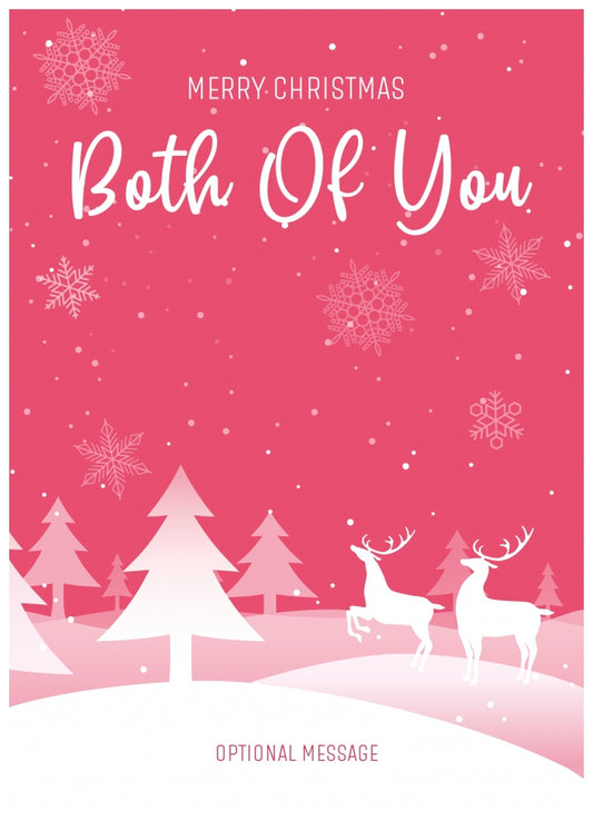 Pink Christmas Card for Both Of You - Special Winter Scene Card