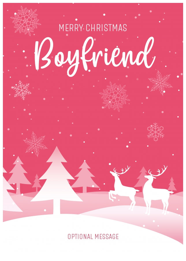 Pink Christmas Card for Boyfriend - Special Winter Scene Card