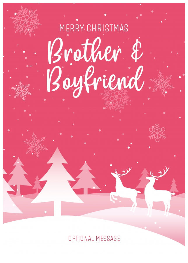 Pink Christmas Card for Brother & Boyfriend - Special Winter Scene Card