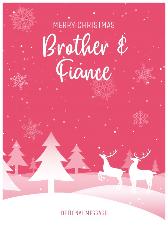 Pink Christmas Card for Brother & Fiance - Special Winter Scene Card