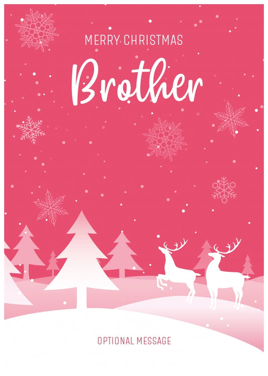 Pink Christmas Card for Brother - Special Winter Scene Card