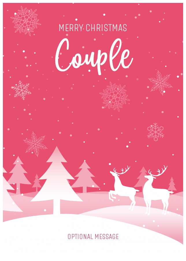 Pink Christmas Card for Couple - Special Winter Scene Card