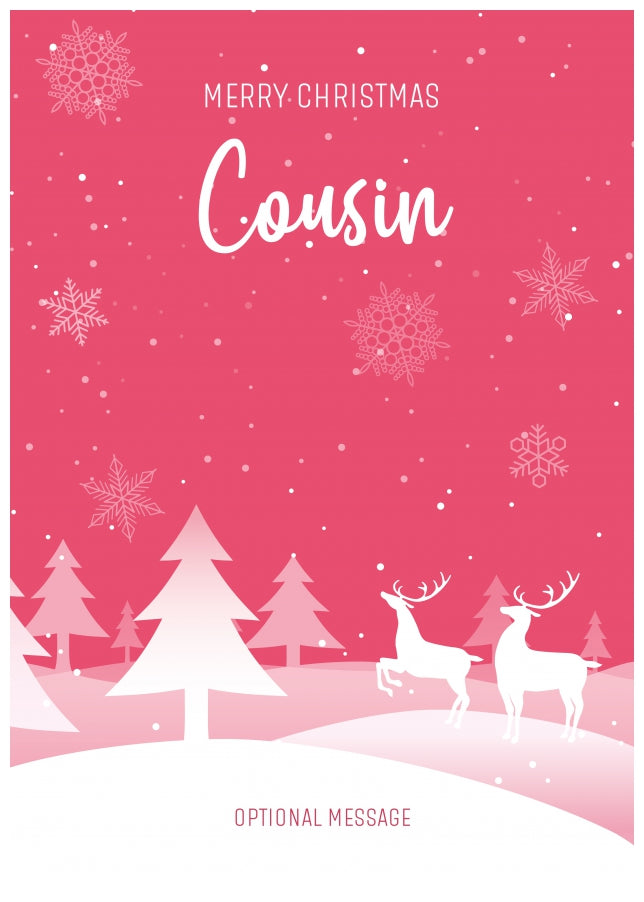 Pink Christmas Card for Cousin - Special Winter Scene Card