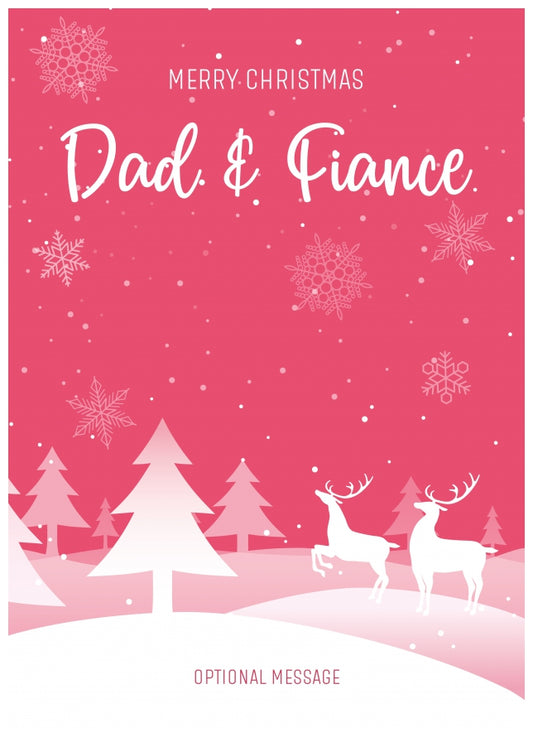 Pink Christmas Card for Dad & Fiance - Special Winter Scene Card