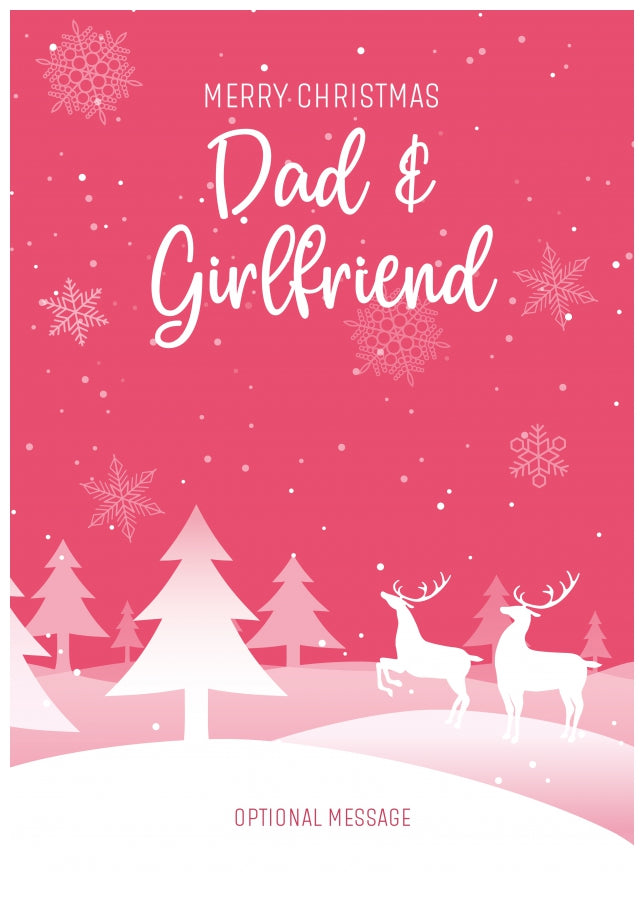 Pink Christmas Card for Dad & Girlfriend - Special Winter Scene Card