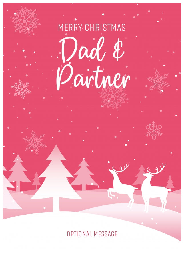 Pink Christmas Card for Dad & Partner - Special Winter Scene Card