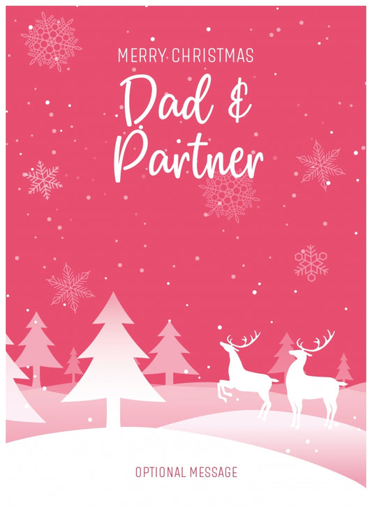 Pink Christmas Card for Dad & Partner - Special Winter Scene Card