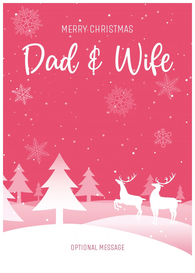 Pink Christmas Card for Dad & Wife - Special Winter Scene Card