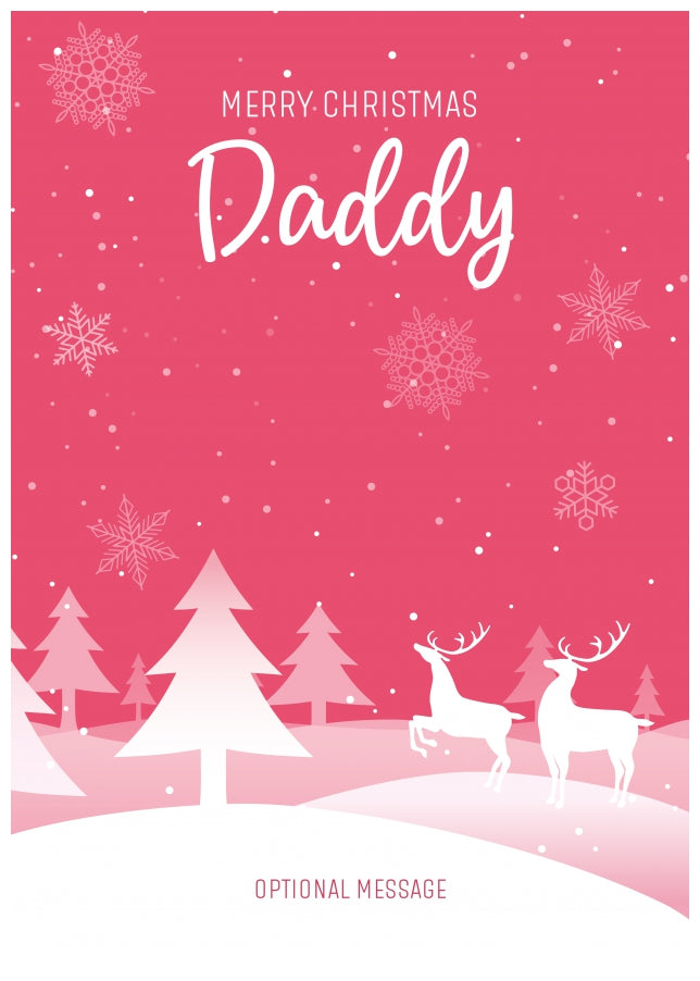 Pink Christmas Card for Daddy - Special Winter Scene Card