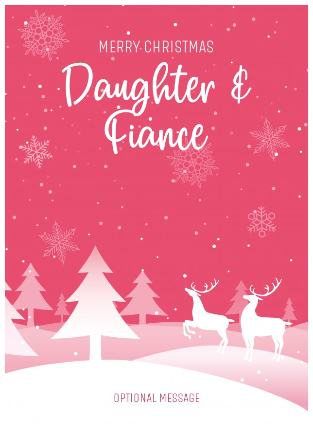 Pink Christmas Card for Daughter & Fiance - Special Winter Scene Card