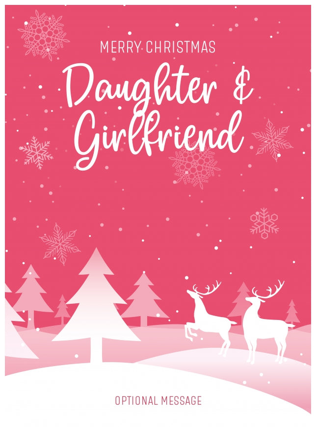 Pink Christmas Card for Daughter & Girlfriend - Special Winter Scene Card