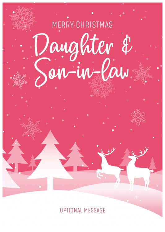 Pink Christmas Card for Daughter & Son-in-law - Special Winter Scene Card