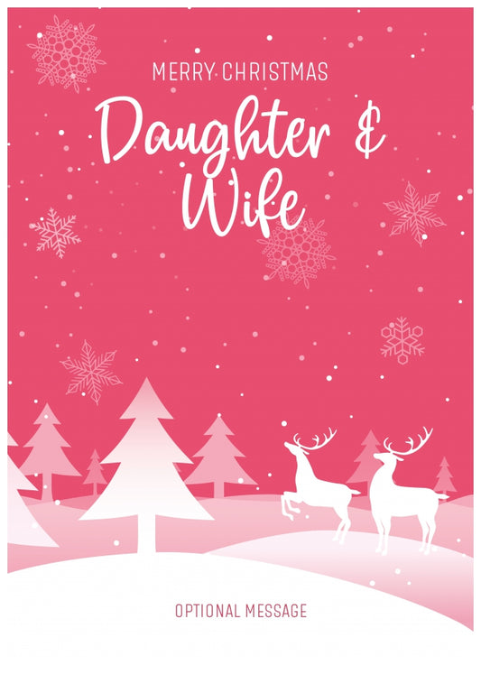 Pink Christmas Card for Daughter & Wife - Special Winter Scene Card