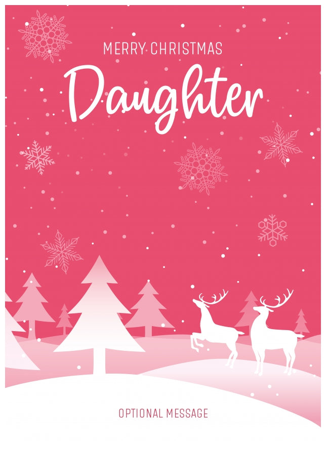 Pink Christmas Card for Daughter - Special Winter Scene Card