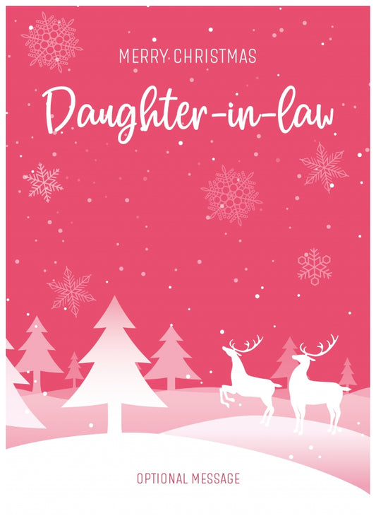 Pink Christmas Card for Daughter-in-law - Special Winter Scene Card