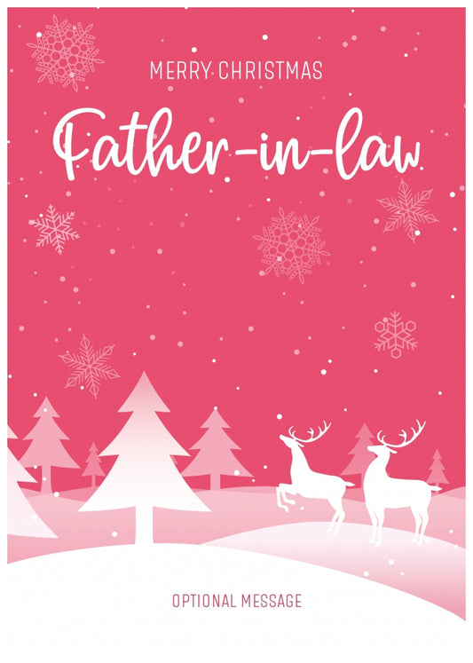 Pink Christmas Card for Father-in-law - Special Winter Scene Card