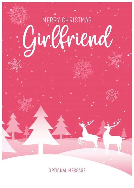 Pink Christmas Card for Girlfriend - Special Winter Scene Card