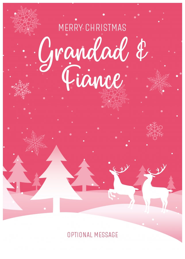 Pink Christmas Card for Grandad & Fiance - Special Winter Scene Card