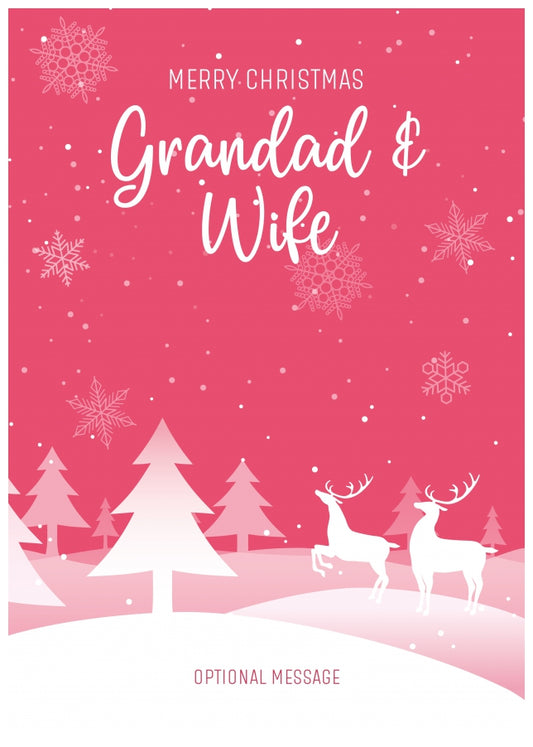 Pink Christmas Card for Grandad & Wife - Special Winter Scene Card