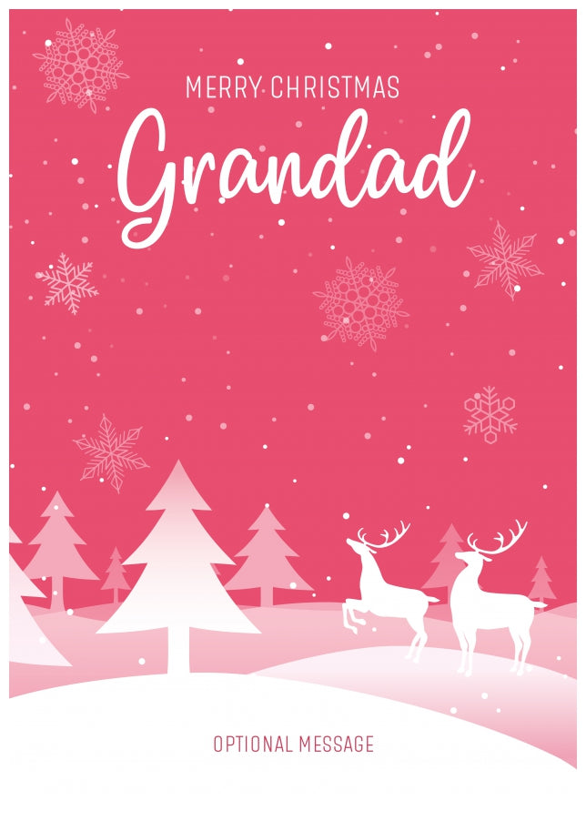 Pink Christmas Card for Grandad - Special Winter Scene Card