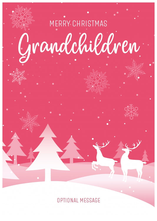 Pink Christmas Card for Grandchildren - Special Winter Scene Card