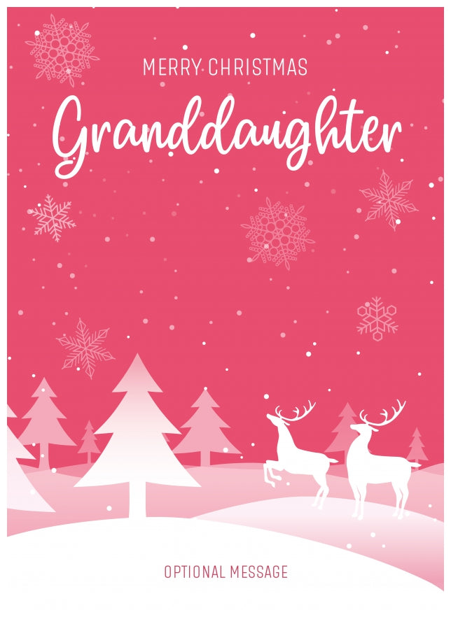 Pink Christmas Card for Granddaughter - Special Winter Scene Card