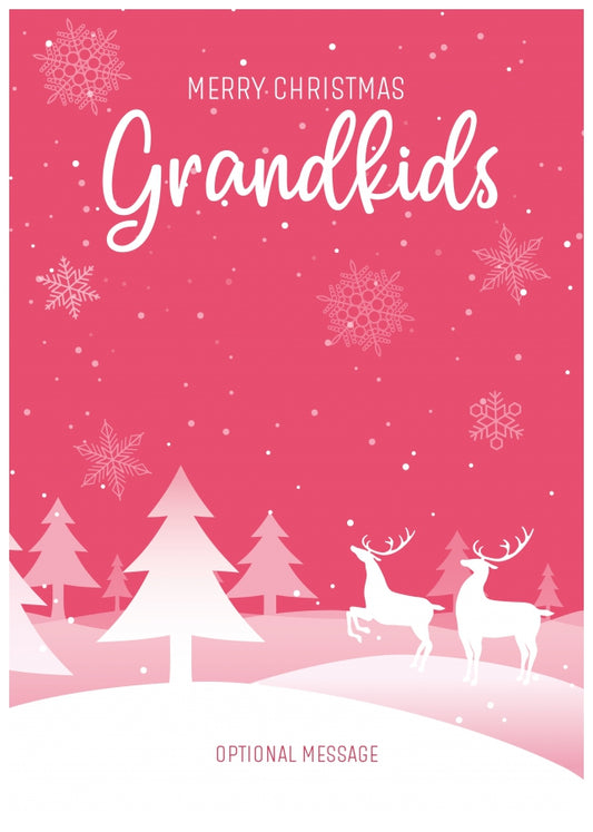 Pink Christmas Card for Grandkids - Special Winter Scene Card