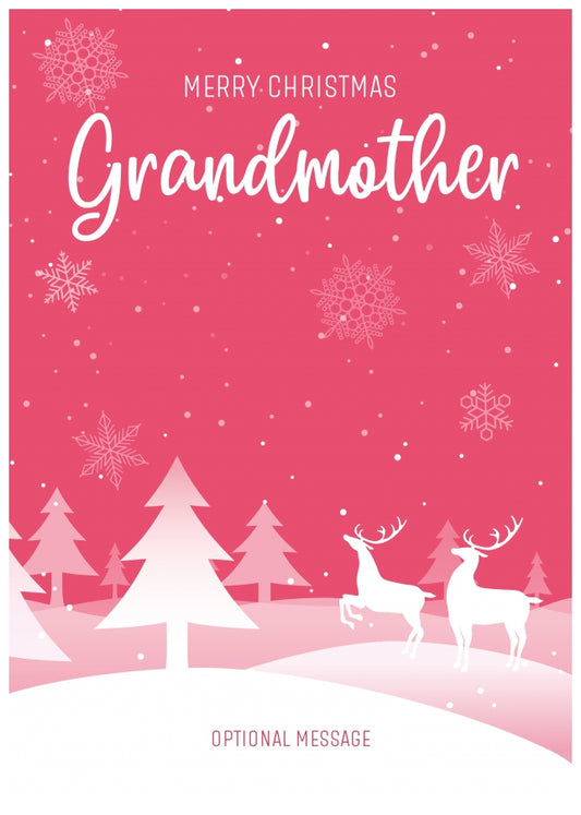 Pink Christmas Card for Grandmother - Special Winter Scene Card