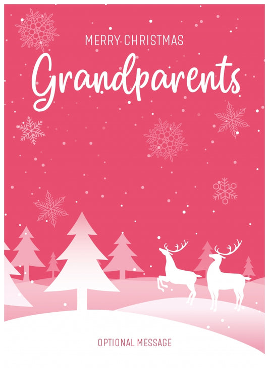 Pink Christmas Card for Grandparents - Special Winter Scene Card