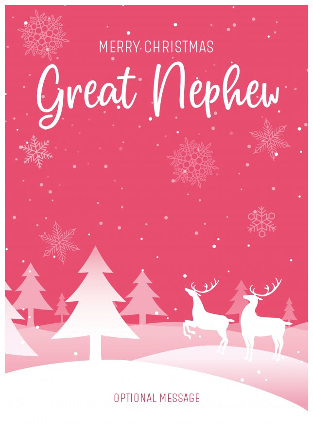 Pink Christmas Card for Great Nephew - Special Winter Scene Card