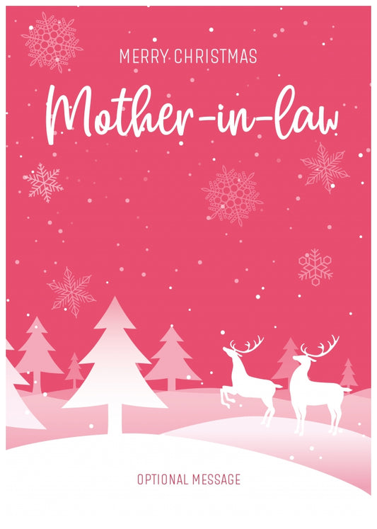 Pink Christmas Card for Mother-in-law - Special Winter Scene Card