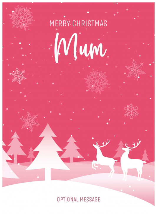 Pink Christmas Card for Mum - Special Winter Scene Card